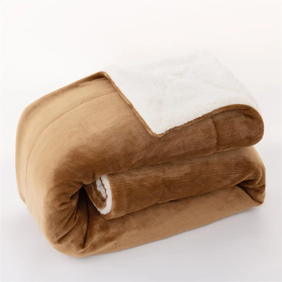 HonunGron Sherpa Fleecedecke 150x200 Kamelbraun