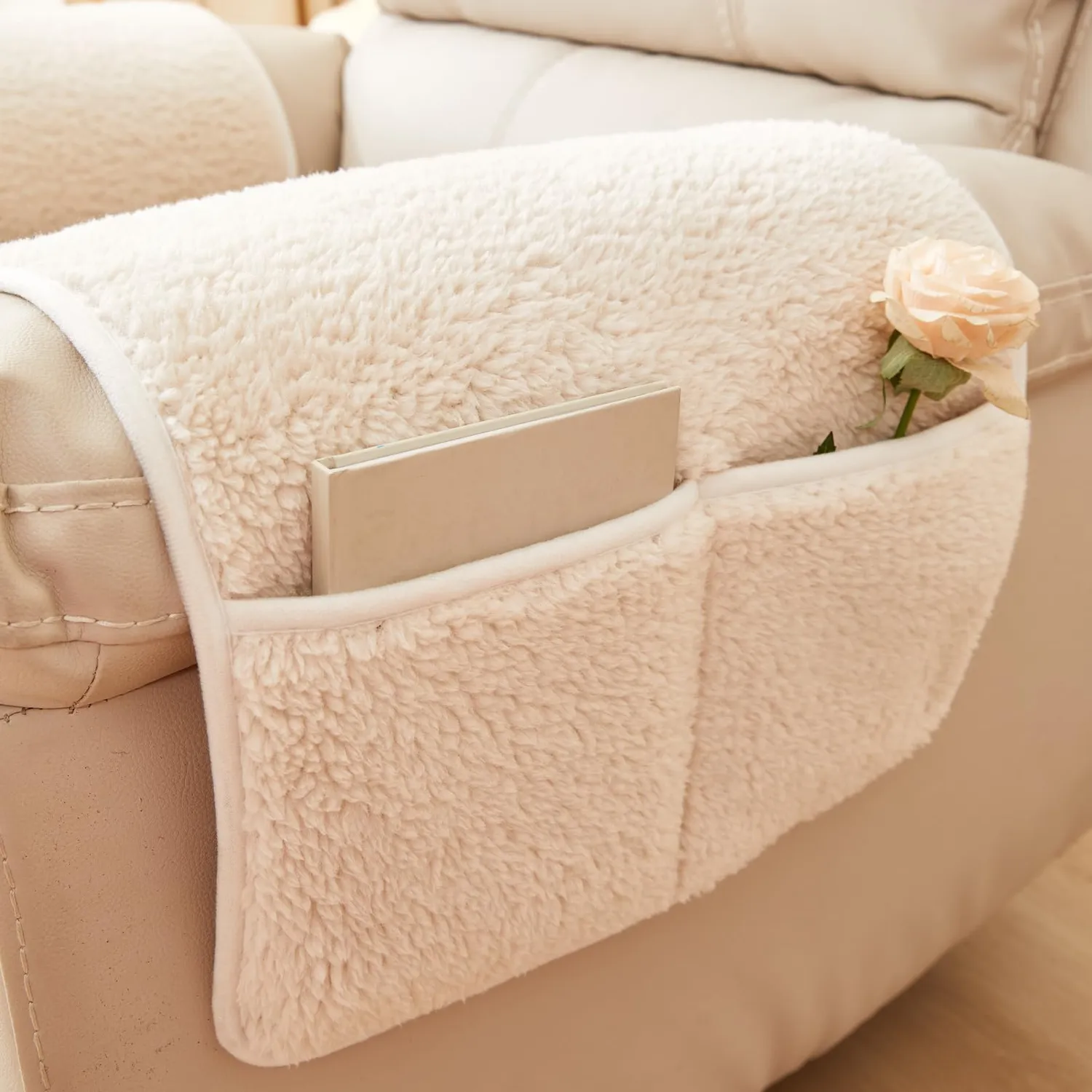 HonunGron Armlehnenschoner Lamm Beige 1-Sitzer 3Stk