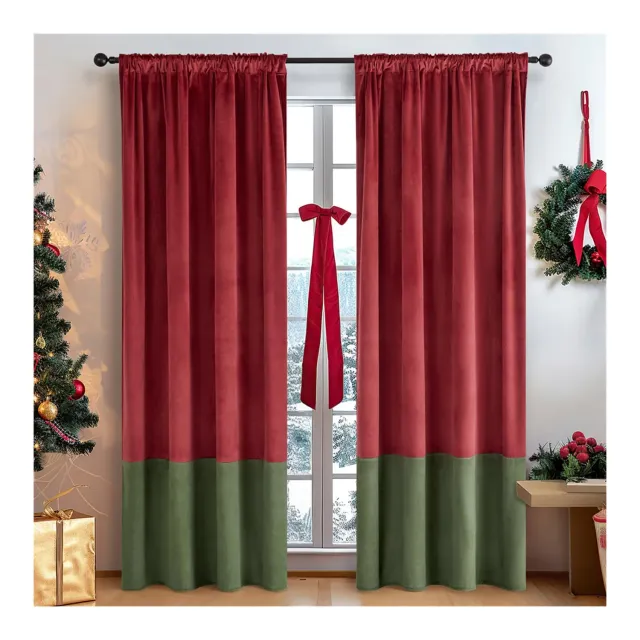 HonunGron Vorhang B100xL160cm Rot Samt 2er-Set