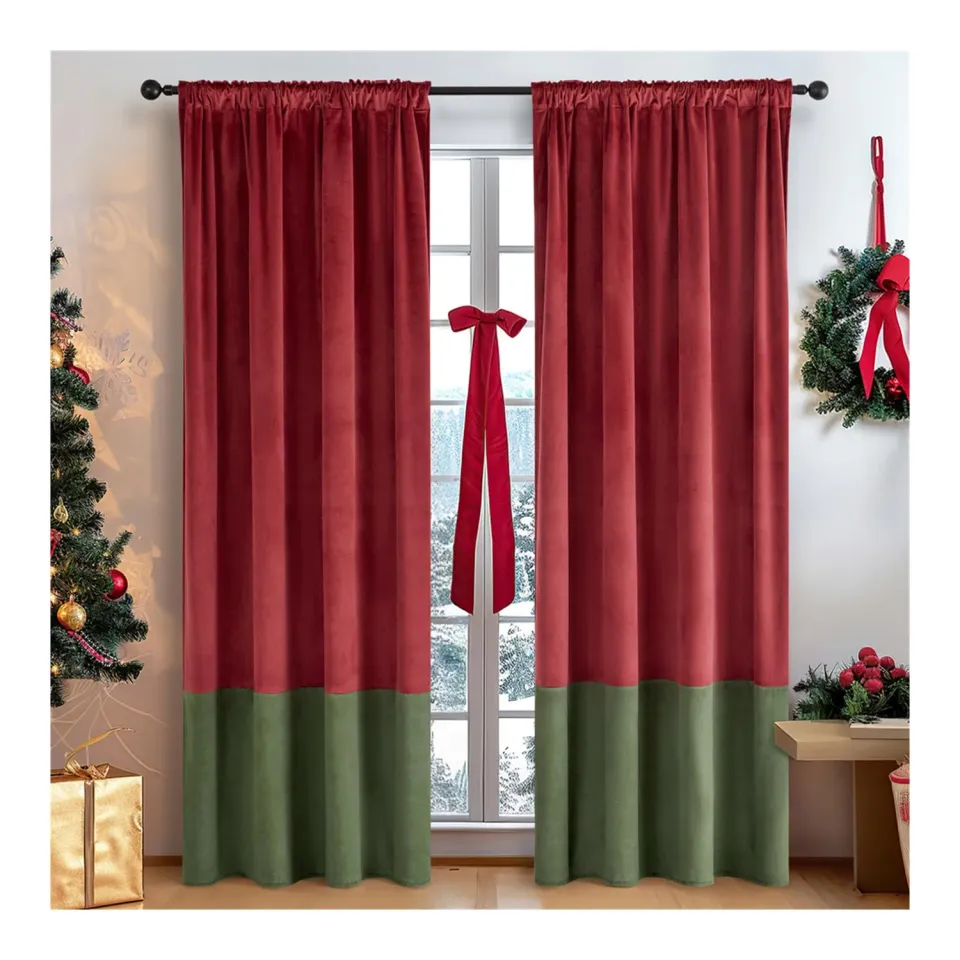 HonunGron Vorhang B100xL160cm Rot Samt 2er-Set