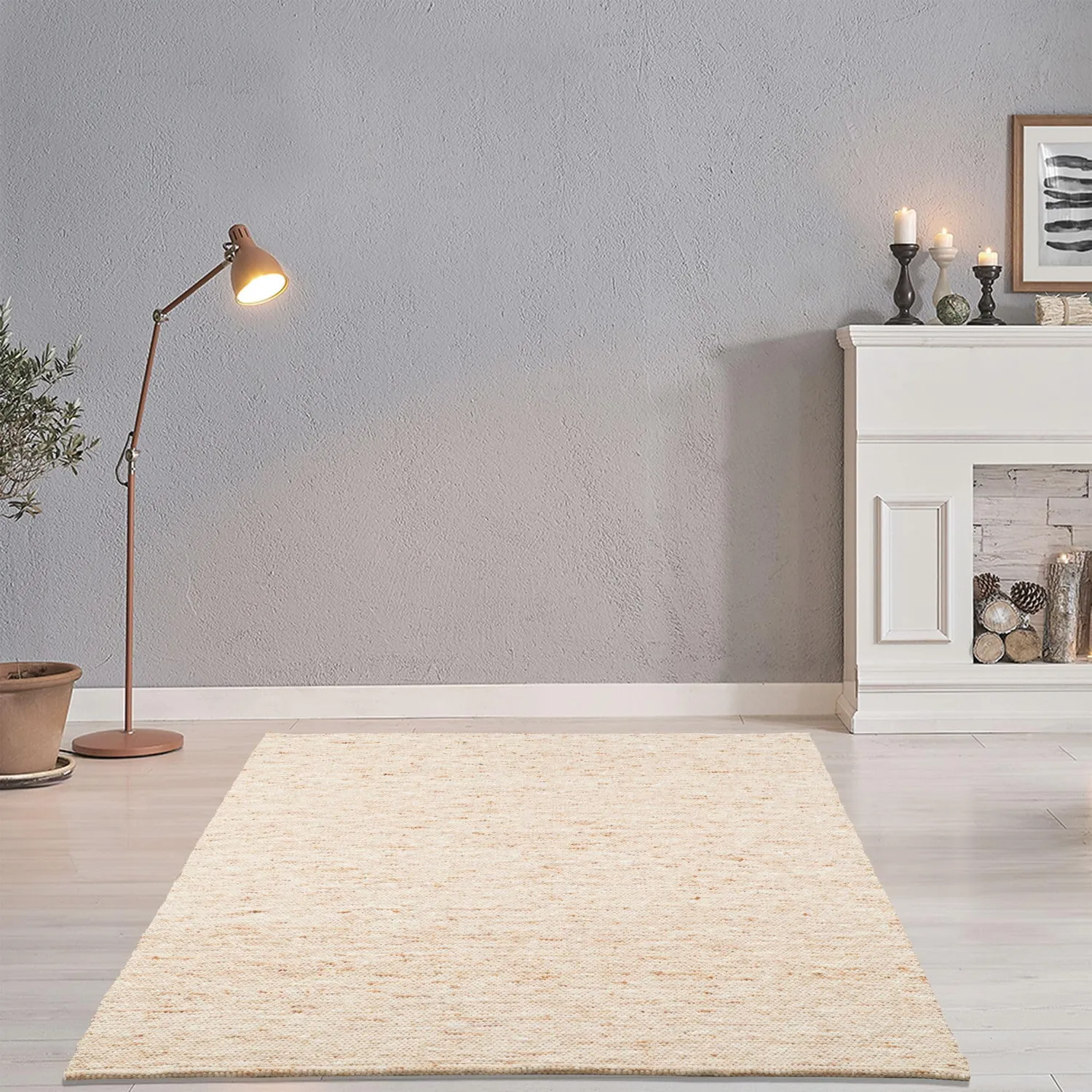 THEKO Alpen Teppich Beige Schurwolle flach