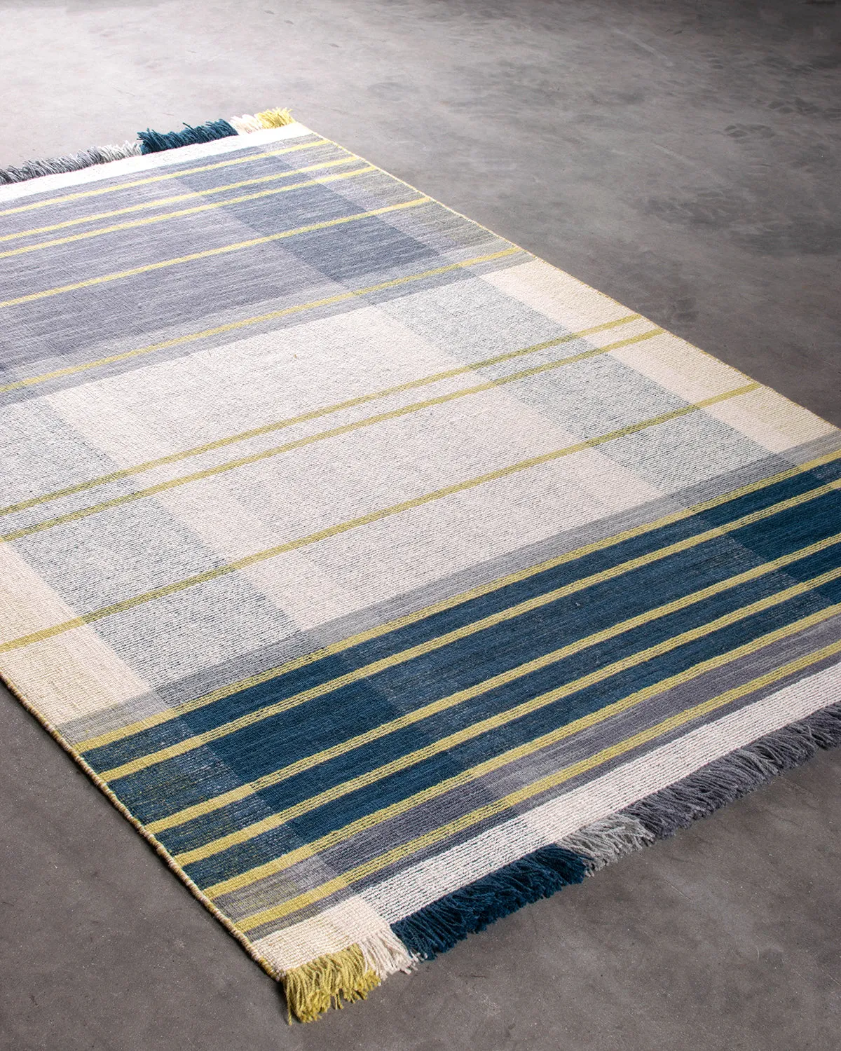 HC Interior Rugs Kreta 2770-041 Kelim-Teppich Lime/Blue Wolle