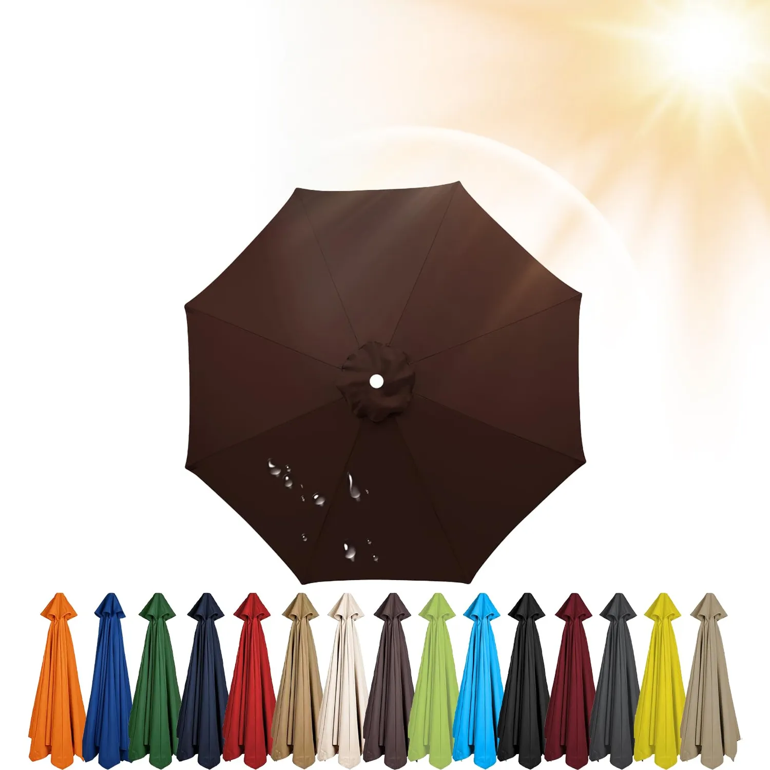 HonunGron Sonnenschirm Ersatzbezug 350cm Champagner UV