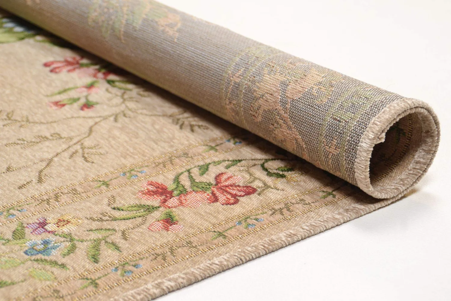 THEKO Flomi Teppich 60x90 cm Beige Floral flach