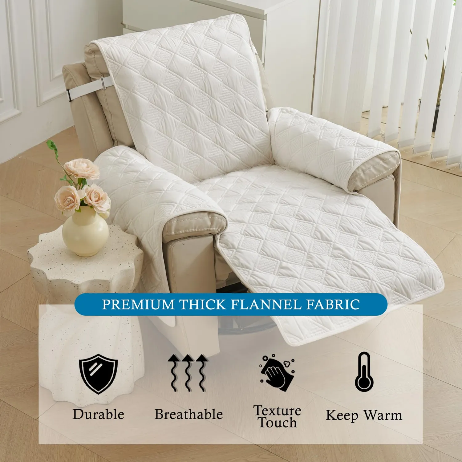 HonunGron Sesselschoner Beige 1 Sitzer 61x185 gesteppt