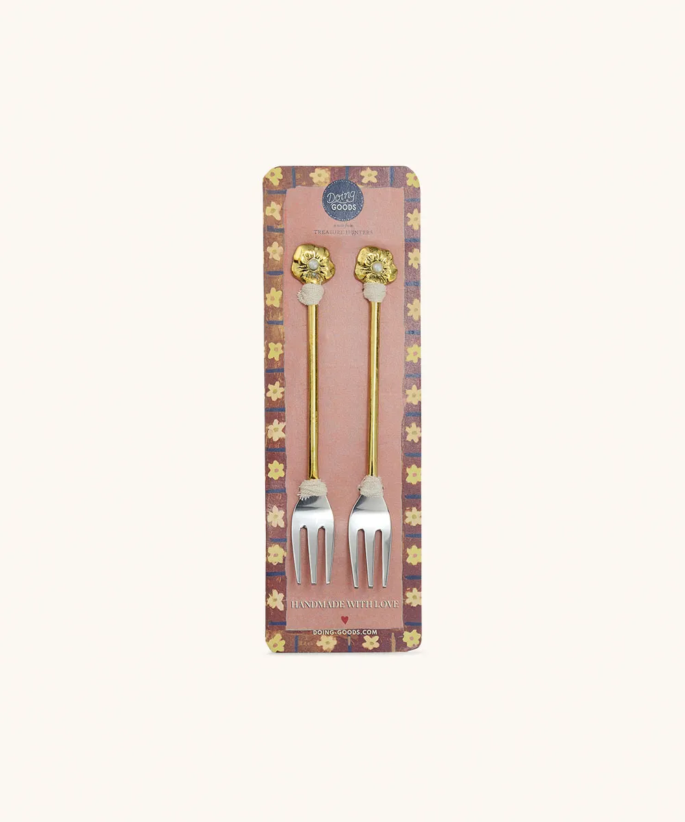 Doing Goods Zoey Flower Kuchengabeln 2er-Set Messing