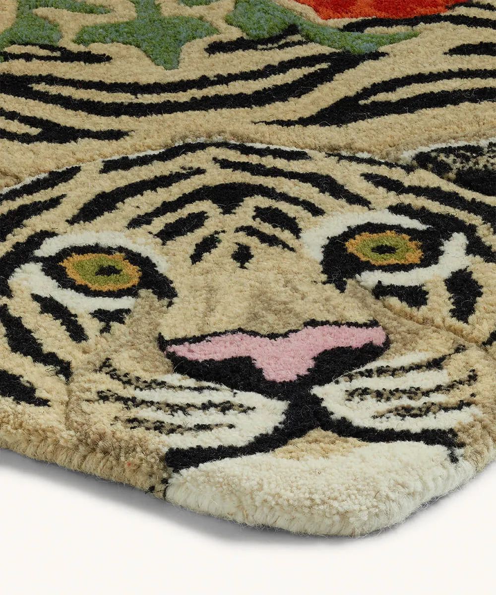 Doing Goods Floral Tiger Teppich Weiss Gross Wolle