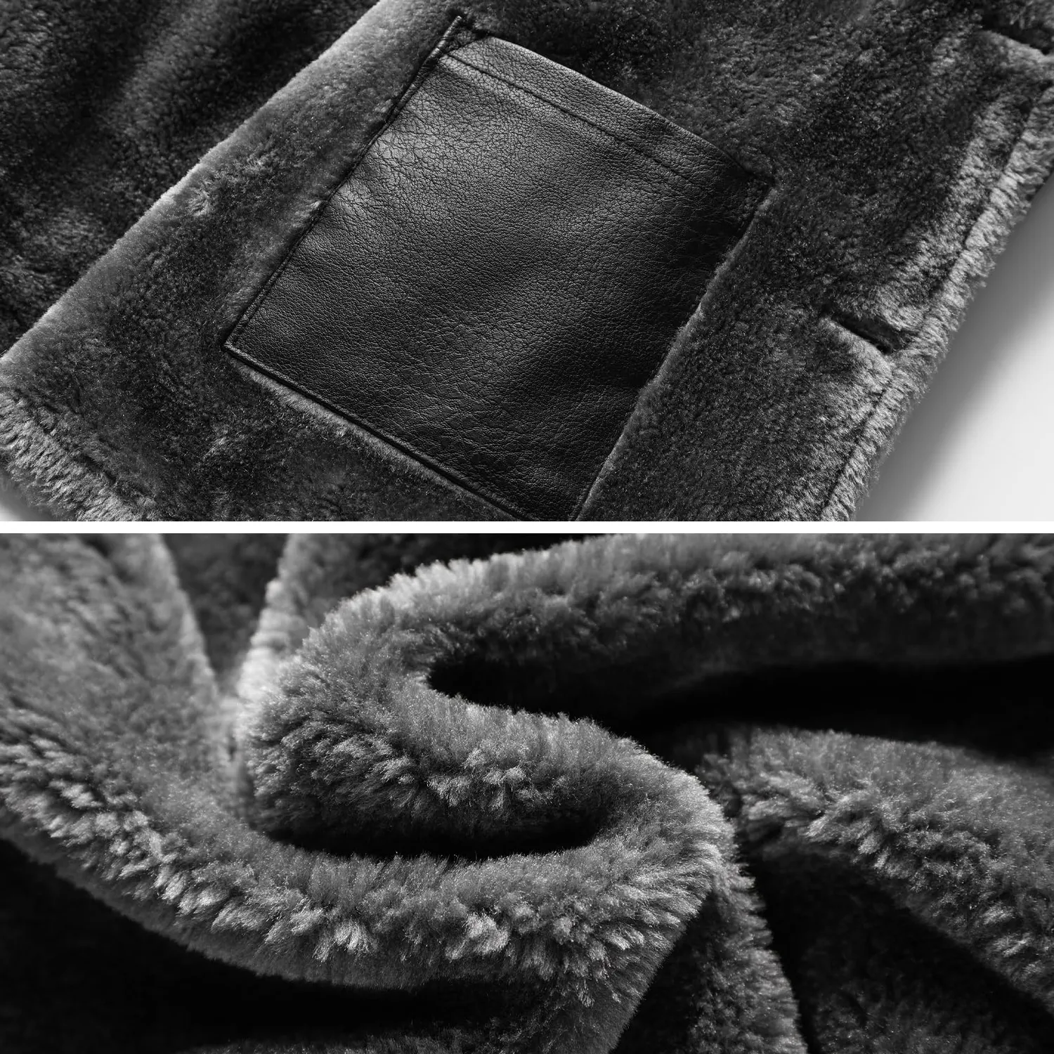 HonunGron Herren Lederjacke Bomber Braun gefüttert