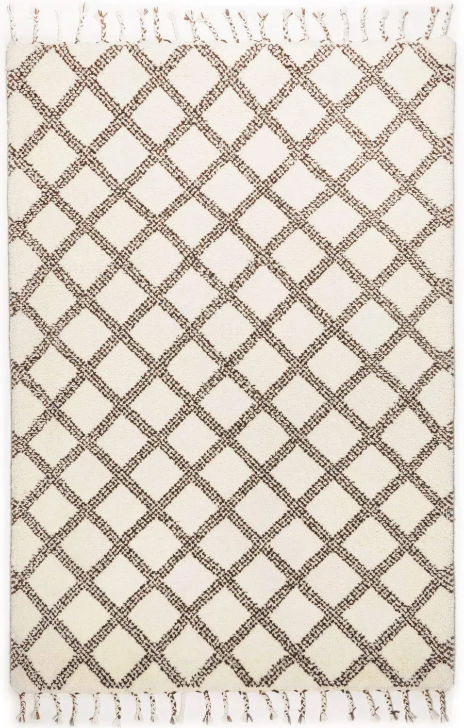 THEKO Marmoucha Berberteppich 70x140 black beige Schurwolle