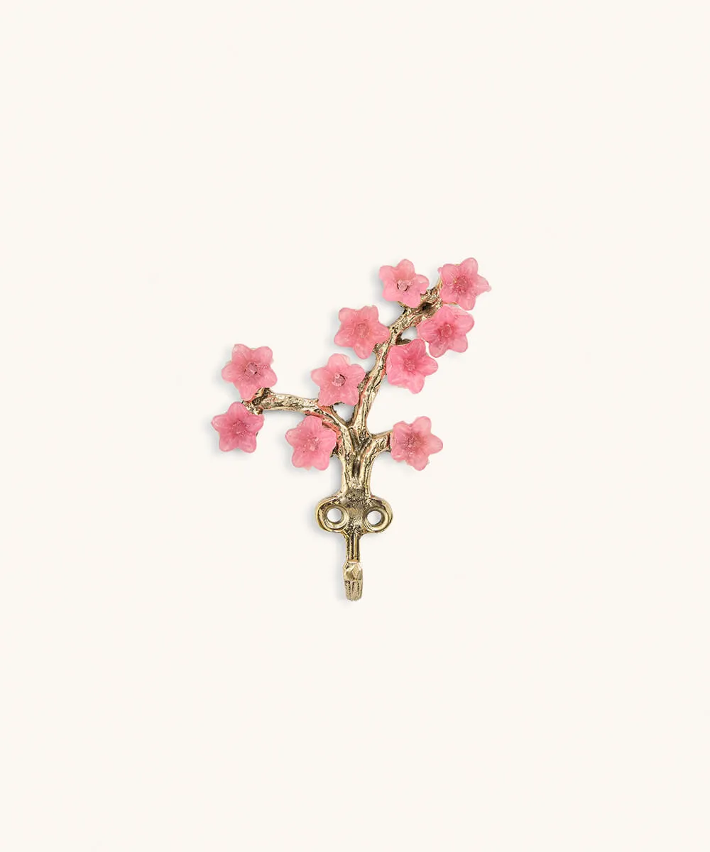 Doing Goods Elodie Fleur Wandhaken Messing rosa 11,5 cm