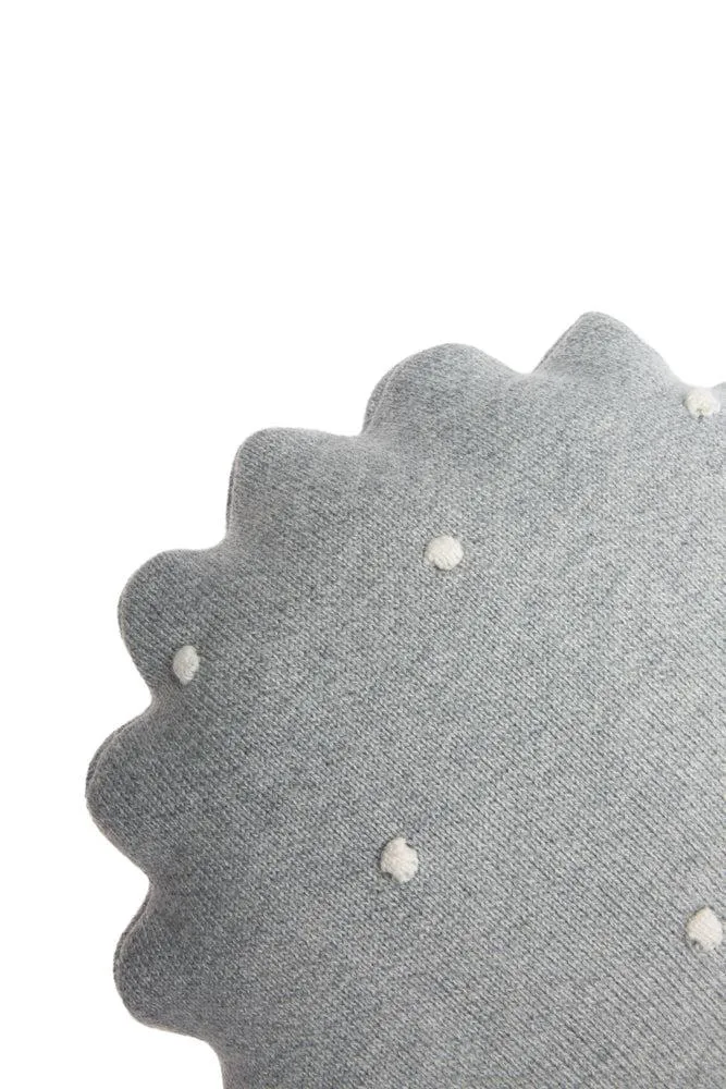Lorena Canals Knitted Cushion Round Biscuit Grey Kissen 25 cm