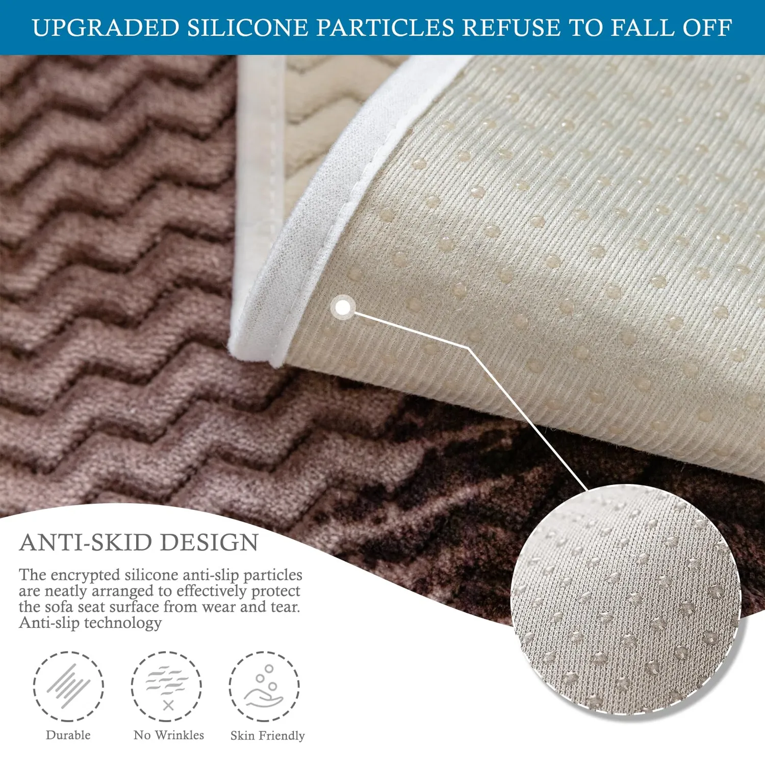 HonunGron Flanell Sofabezug 70x70cm Braun rutschfest warm