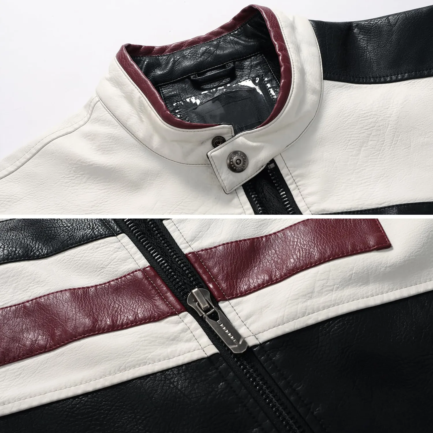 HonunGron Motorradjacke Herren Biker Leder-Optik wasserdicht
