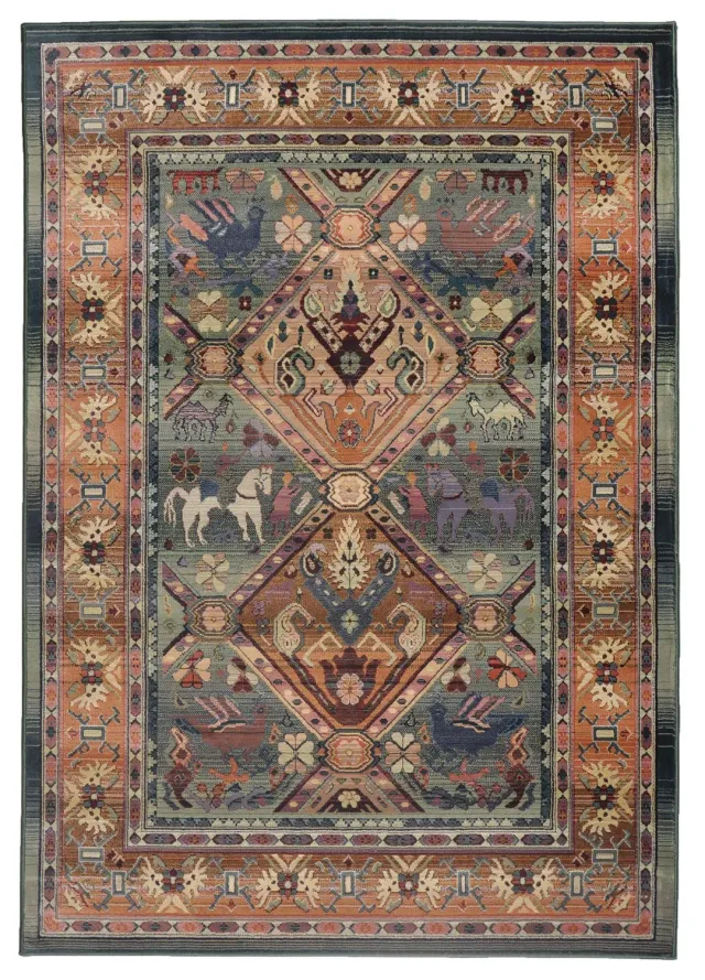 THEKO Gabiro Orientteppich 90x160cm Grün Vintage-Effekt