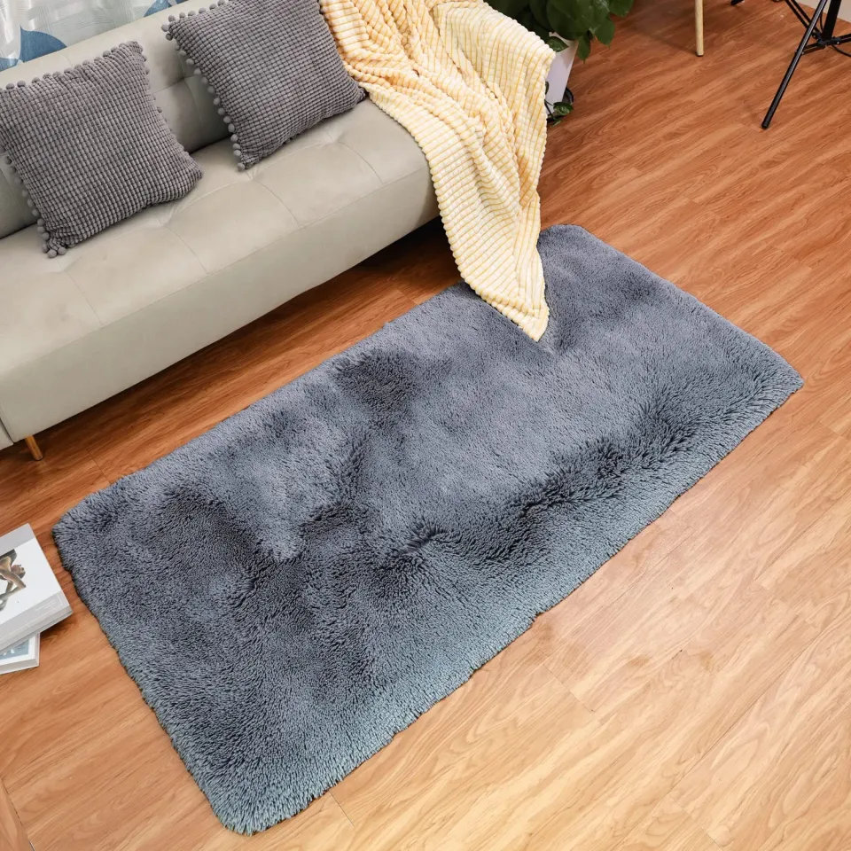 QUANHAO Plüschteppich Teppich Grau 80x120 cm Flauschig