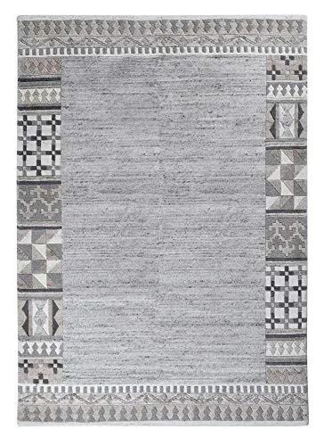 THEKO Nakarta Wollteppich 60x90 cm Natur Grau ungefärbt