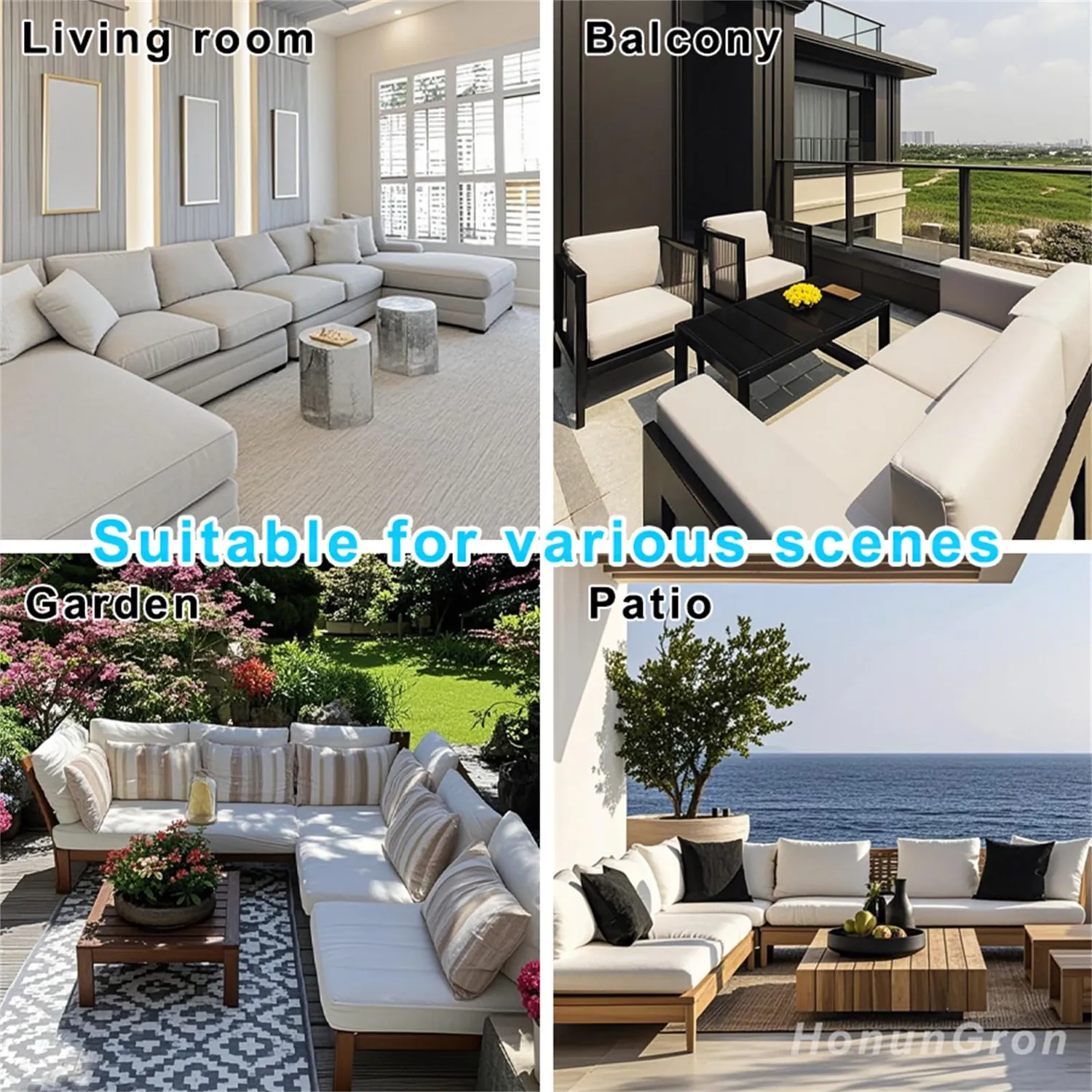 HonunGron Sitzkissenbezug Lounge Marine 100-125cm 1Stk