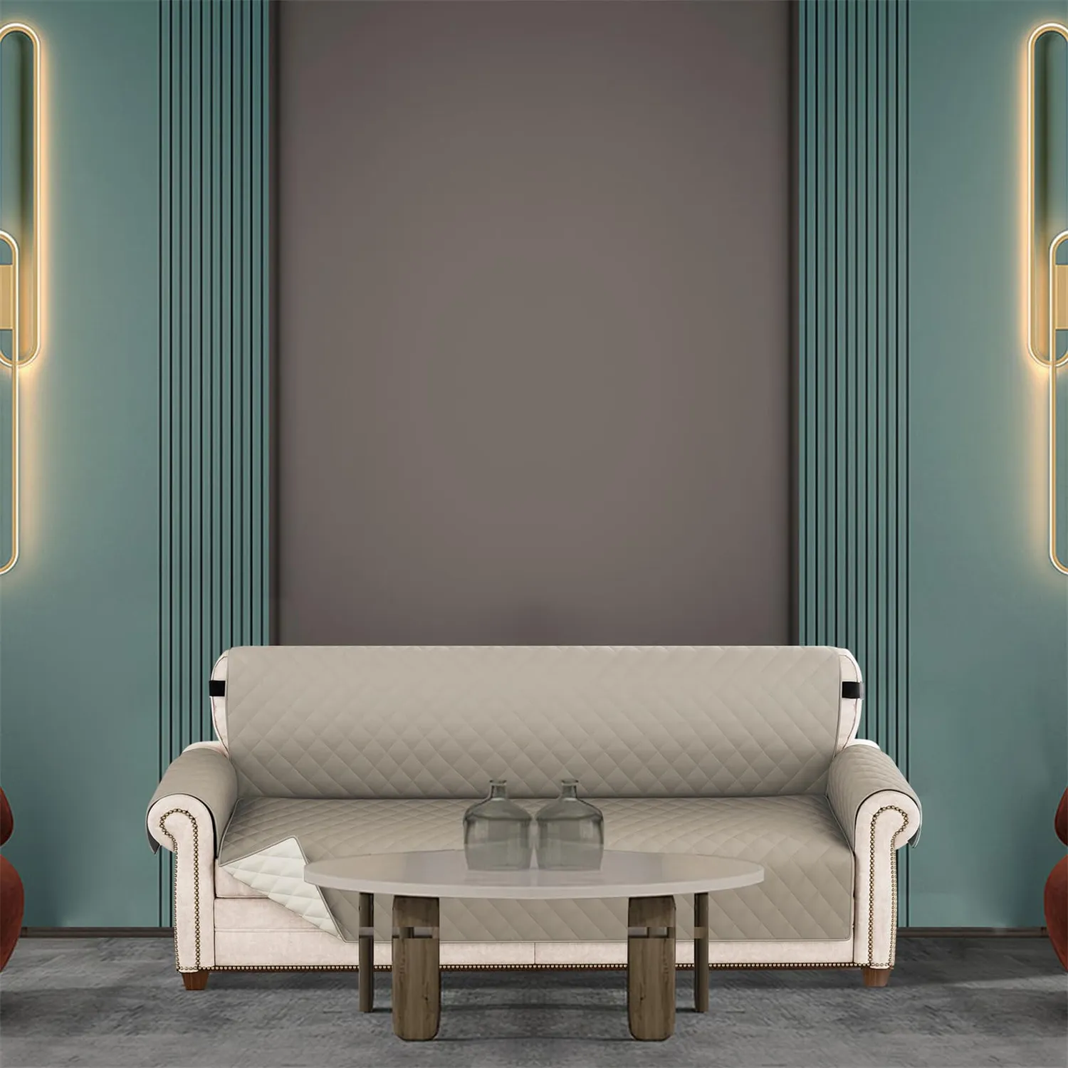 HonunGron Sofa Überzug 3 Sitzer Khaki wasserdicht
