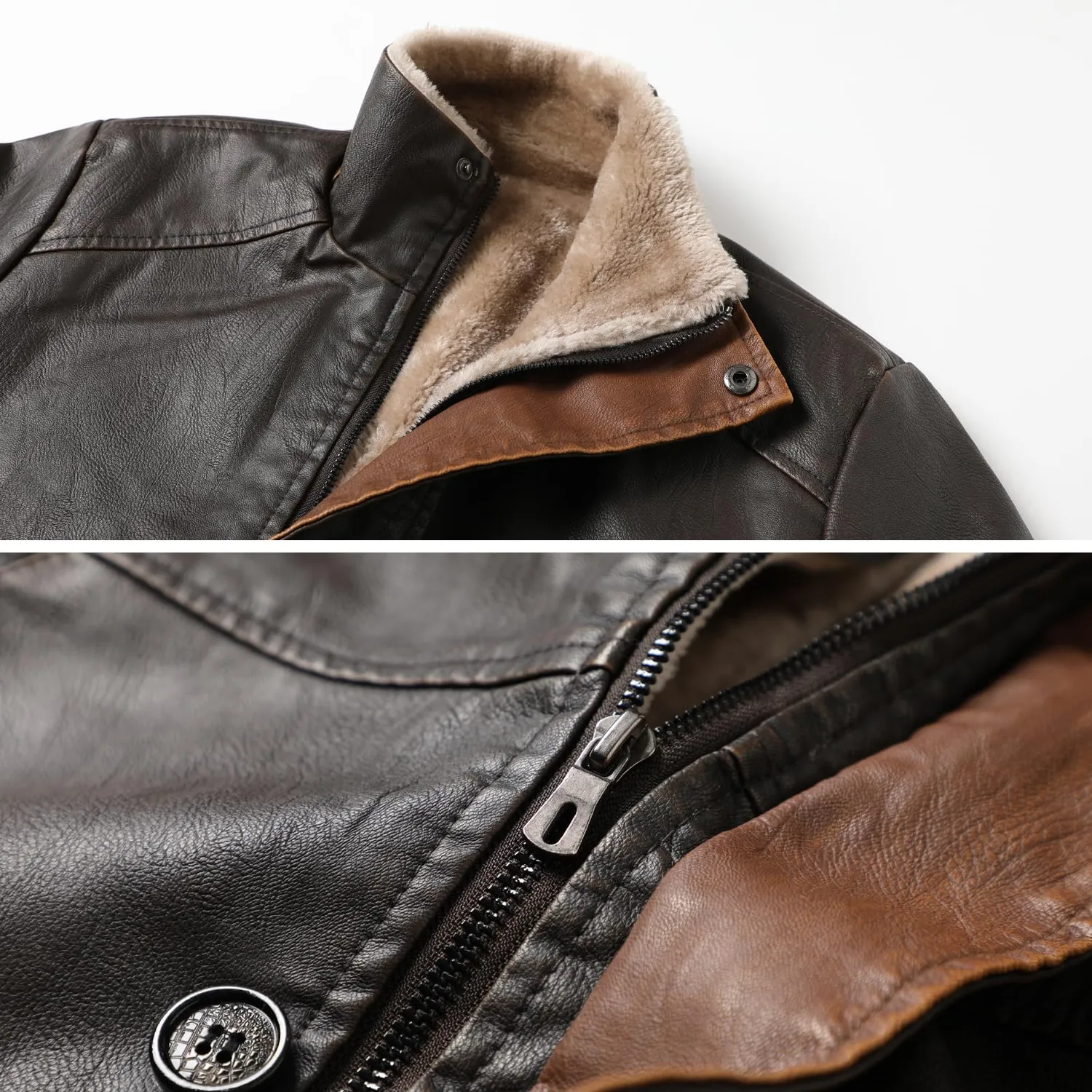 HonunGron Herren Ledermantel PU Braun XL