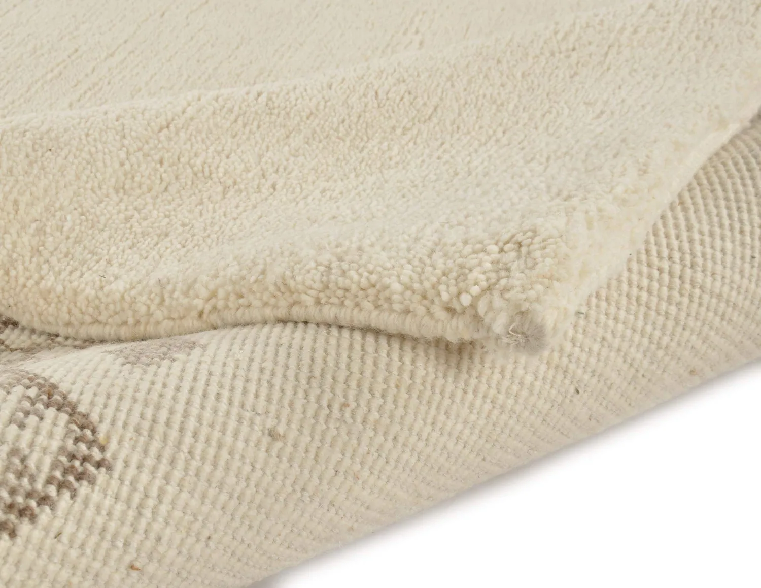 THEKO Berber Teppich 70x140cm Weiß Schurwolle hochflor