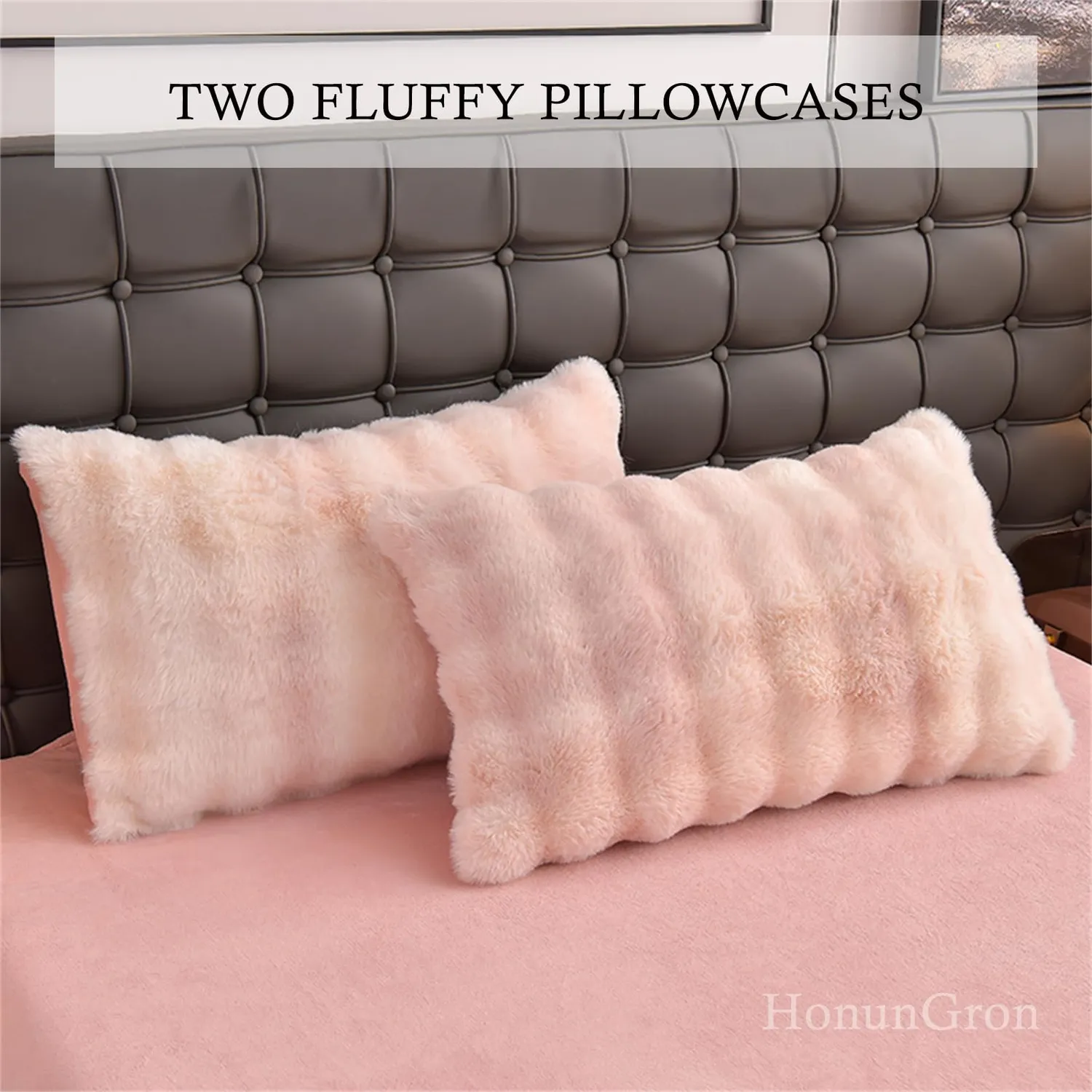 HonunGron Plsch Bettwsche 4tlg Buntes Rosa 2,0 m warm