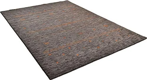 THEKO Nashville Teppich 90x160 Anthrazit Schurwolle