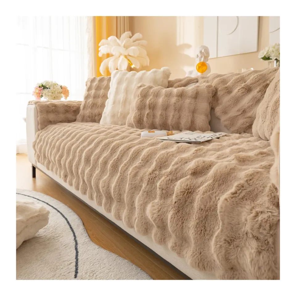 HonunGron Sofa Überzug Kaninchenplüsch Kaffee 70x70 weich