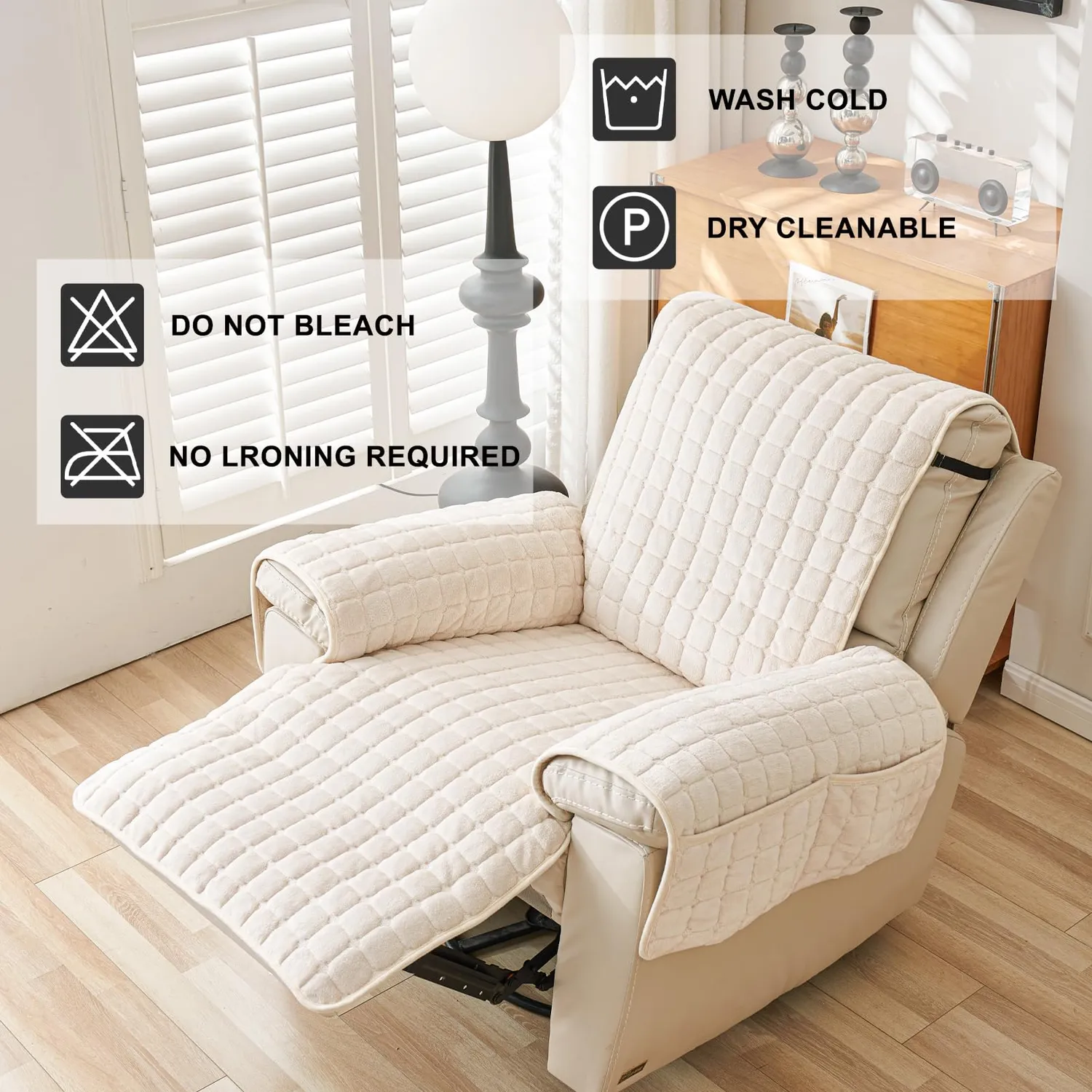 HonunGron Relaxsessel Bezug Beige 1-Sitz 53x190 Plsch