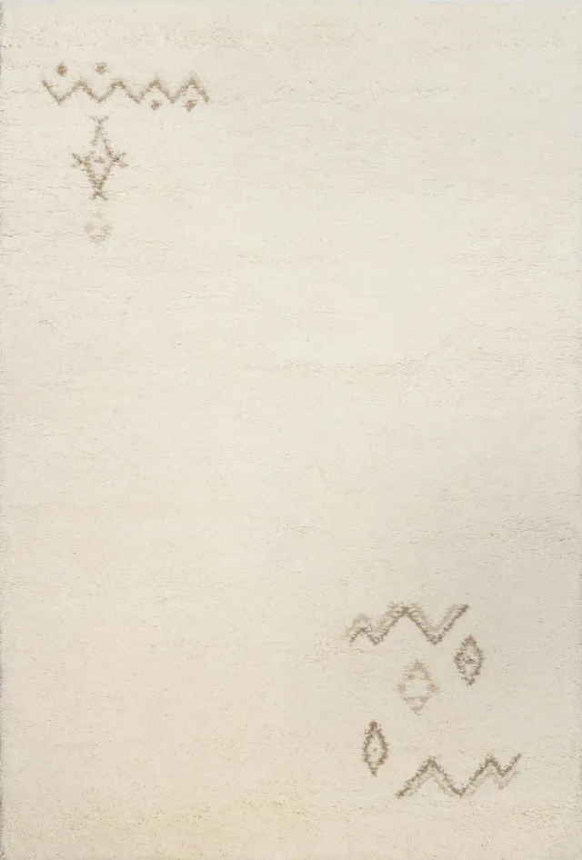 THEKO Hadj Berberteppich 60x120 cm Weiß Schurwolle