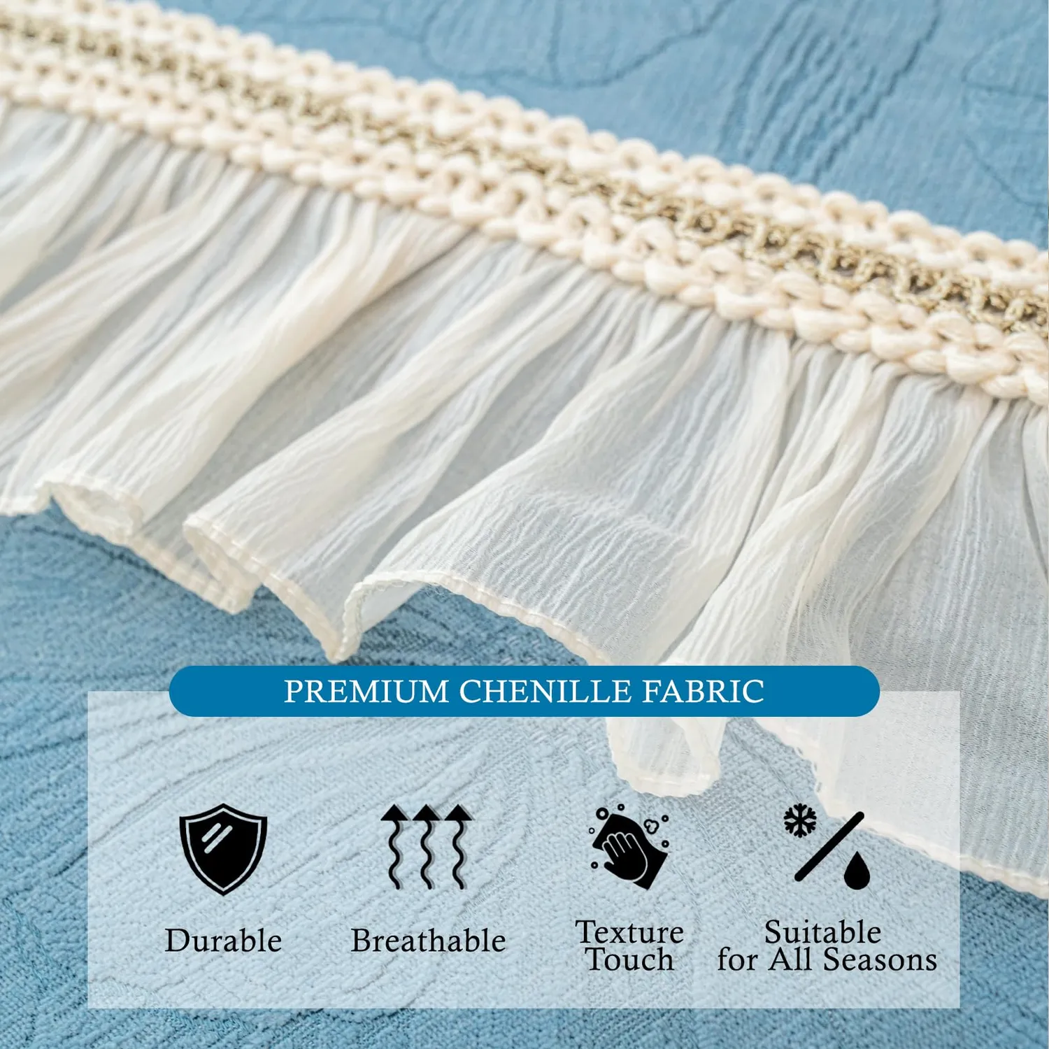 HonunGron Sofabezug 70x70cm Blau Chenille Rutschfest