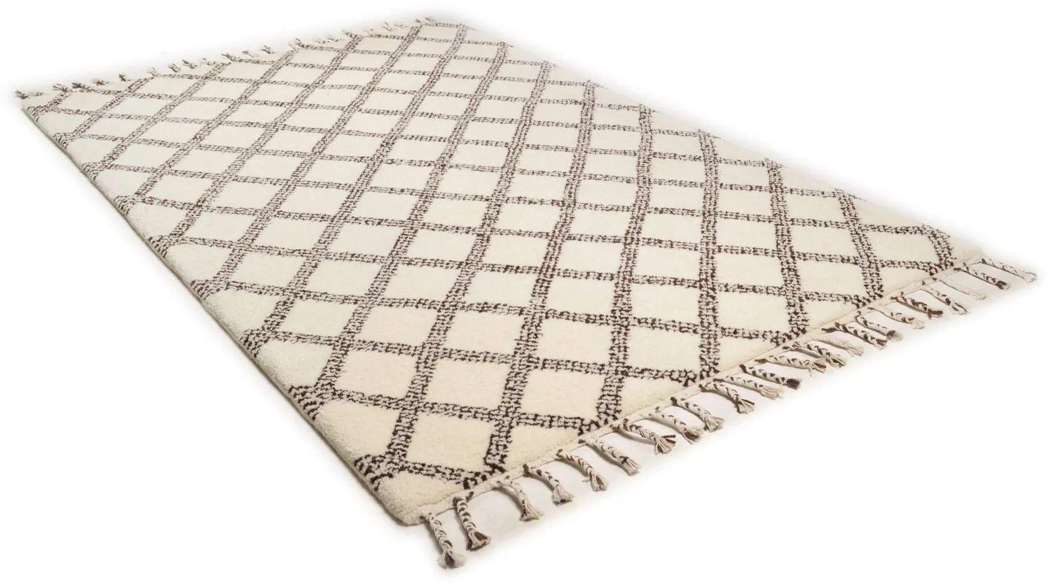 THEKO Marmoucha Berberteppich 70x140 black beige Schurwolle