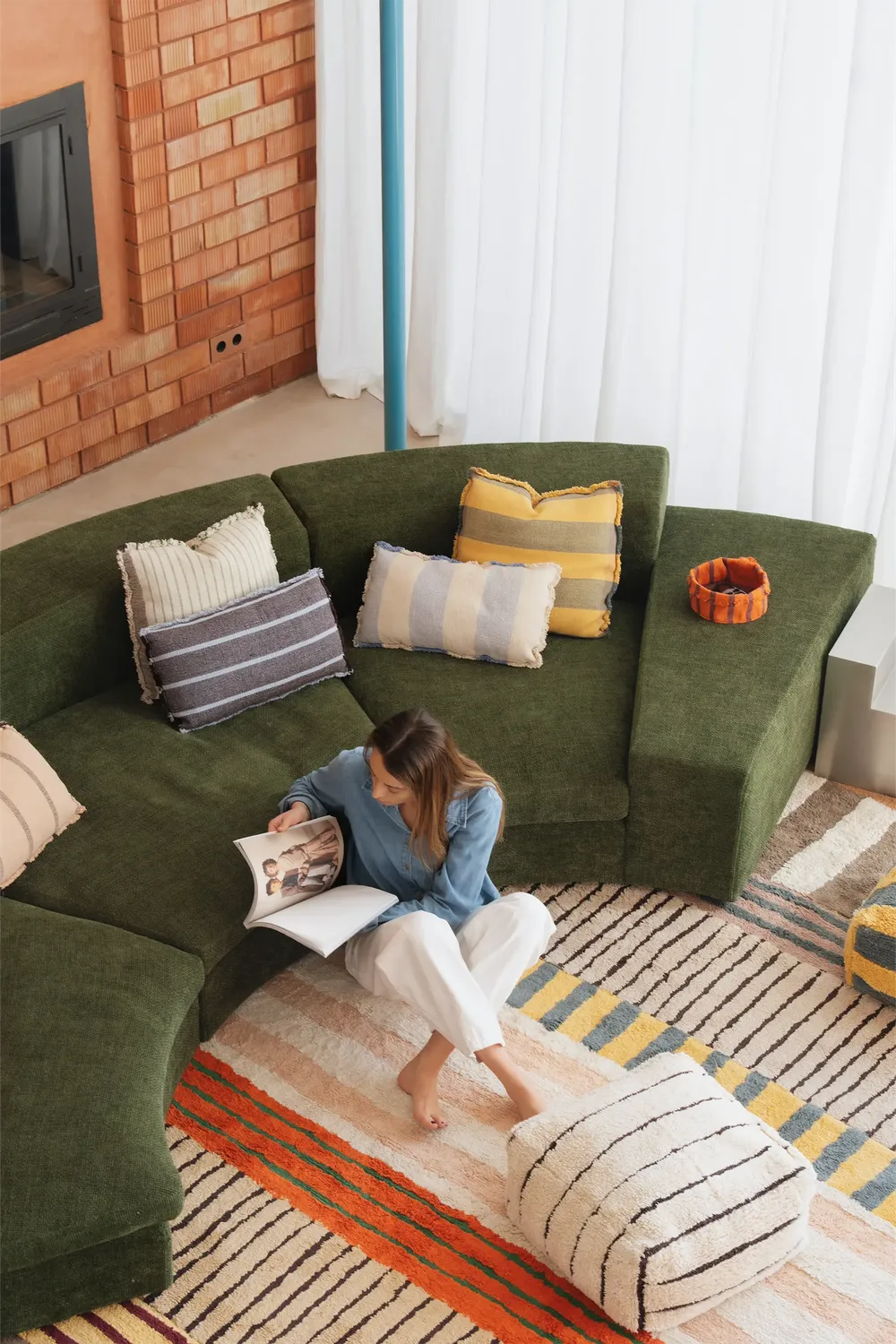 Lorena Canals Lines Pouf 45x45 Natur gestreift