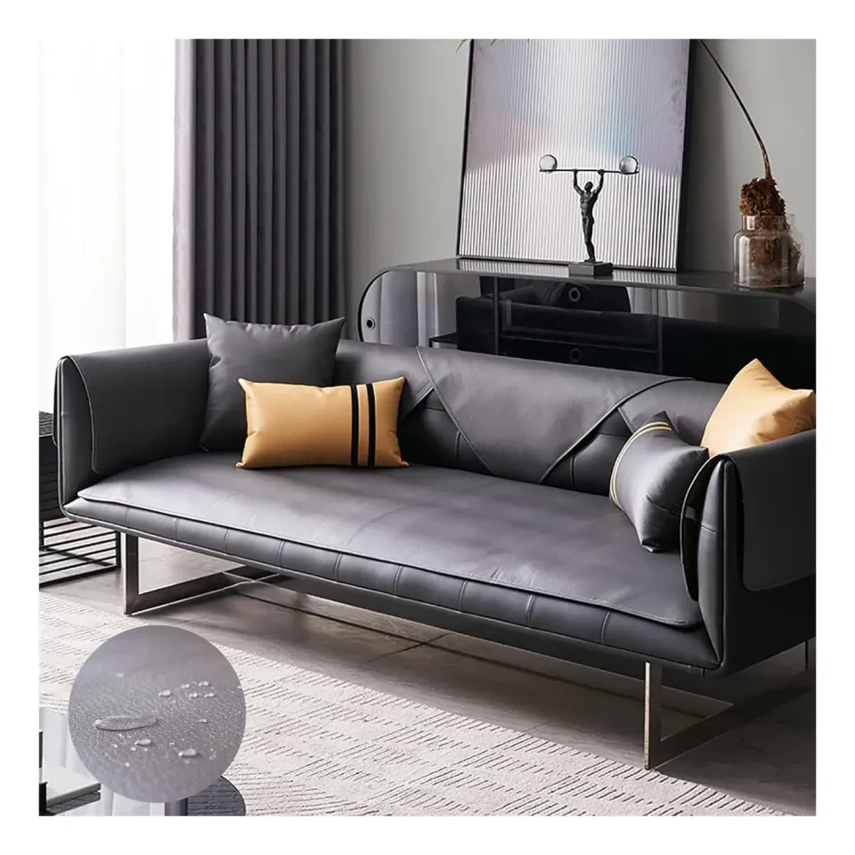 HonunGron Sofabezug Leder-Optik 60x60cm Schwarz wasserdicht