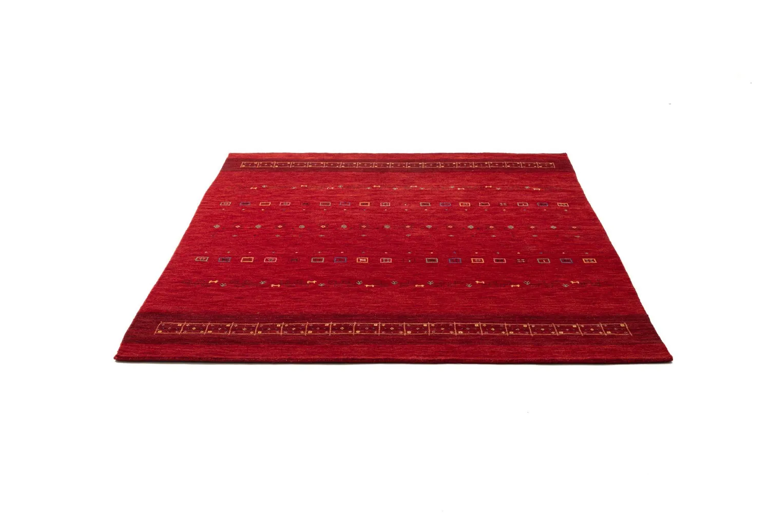 THEKO Lori Dream Gold Teppich 90x160 cm Rot Schurwolle