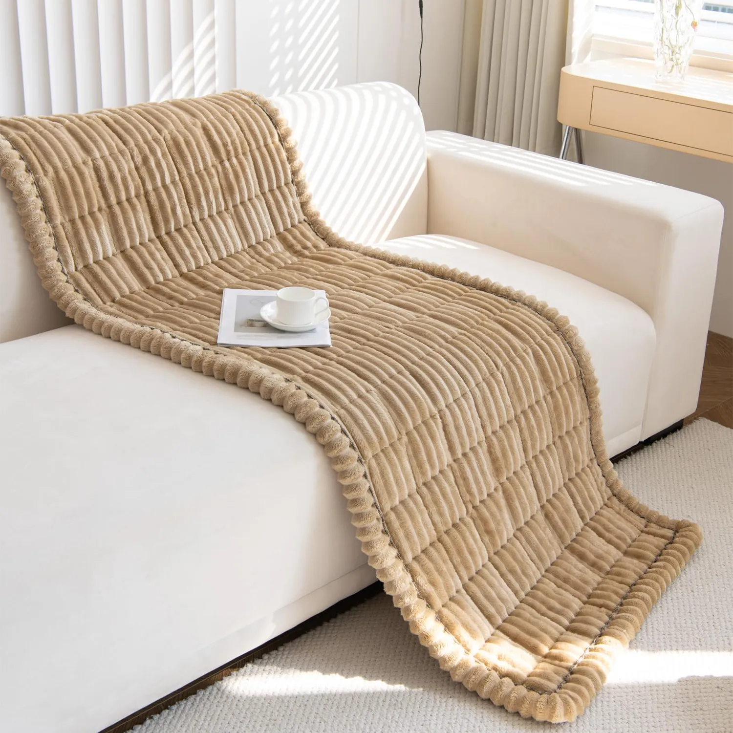HonunGron Flanell Sofabezug warm Kaffee 60x60 cm