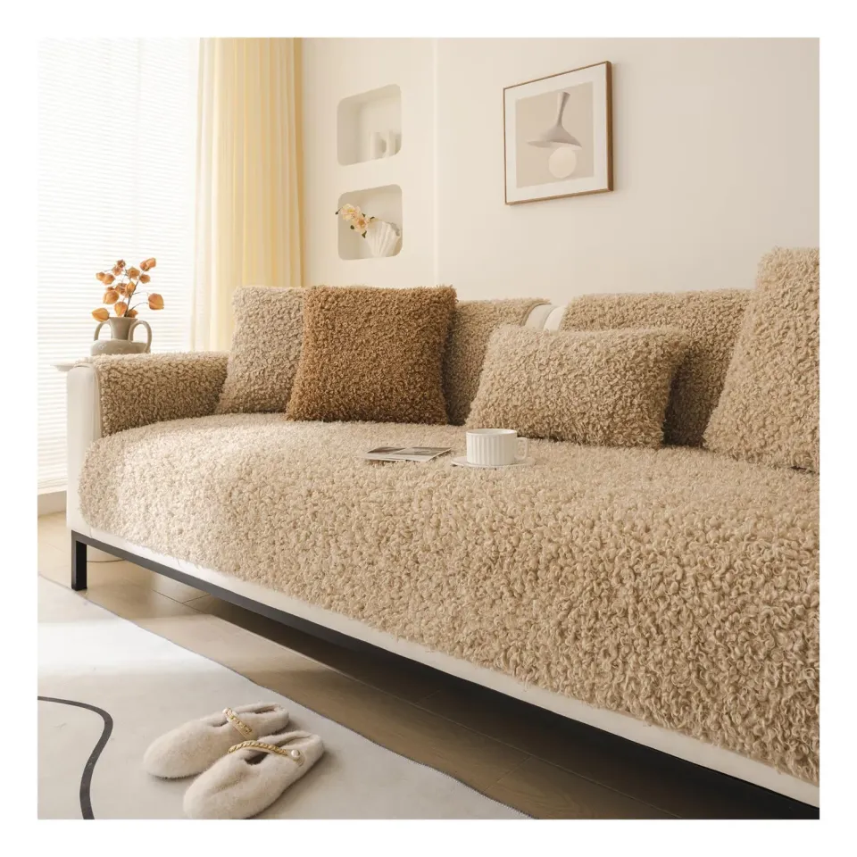 HonunGron Teddy Sofaüberwurf 70x120cm Khaki waschbar