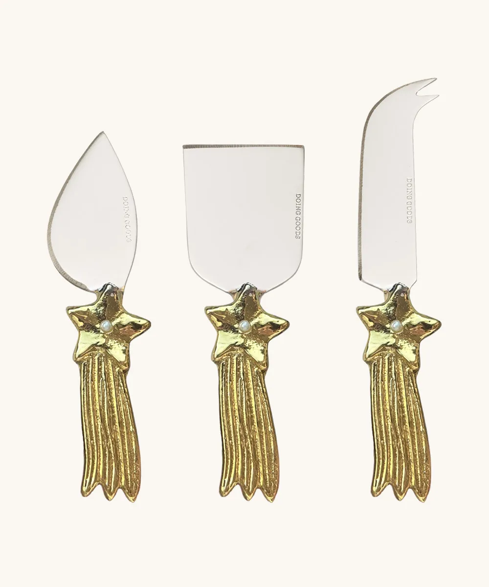 Doing Goods Pearly Star Käsemesser Set 3-teilig gold Messing