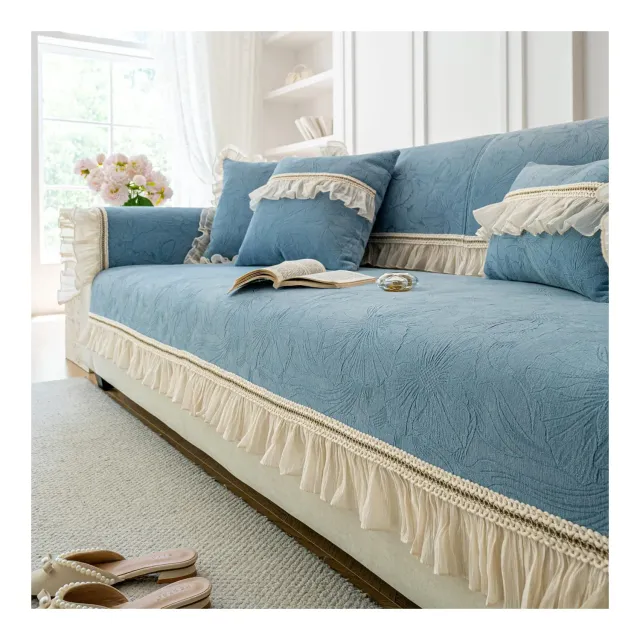 HonunGron Sofabezug 70x70cm Blau Chenille Rutschfest