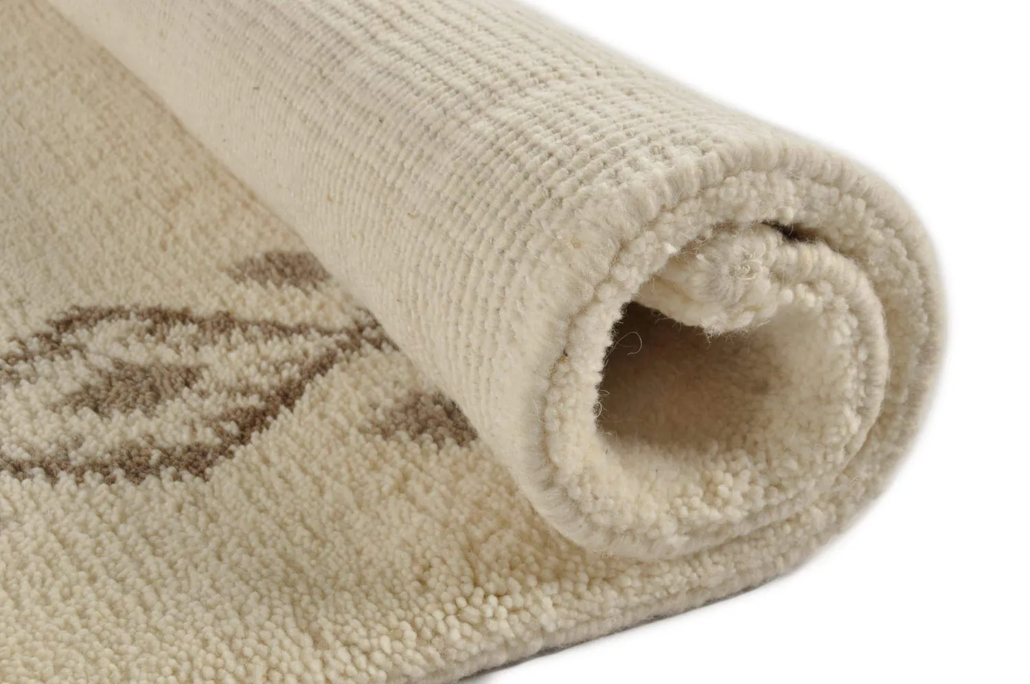 THEKO Berber Teppich 70x140cm Weiß Schurwolle hochflor