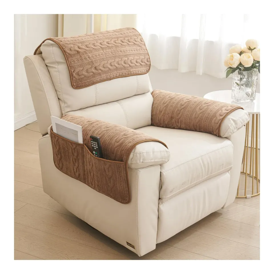 HonunGron Armlehnenschoner Chenille Bezug Kaffee 1-Sitzer 3 Stk