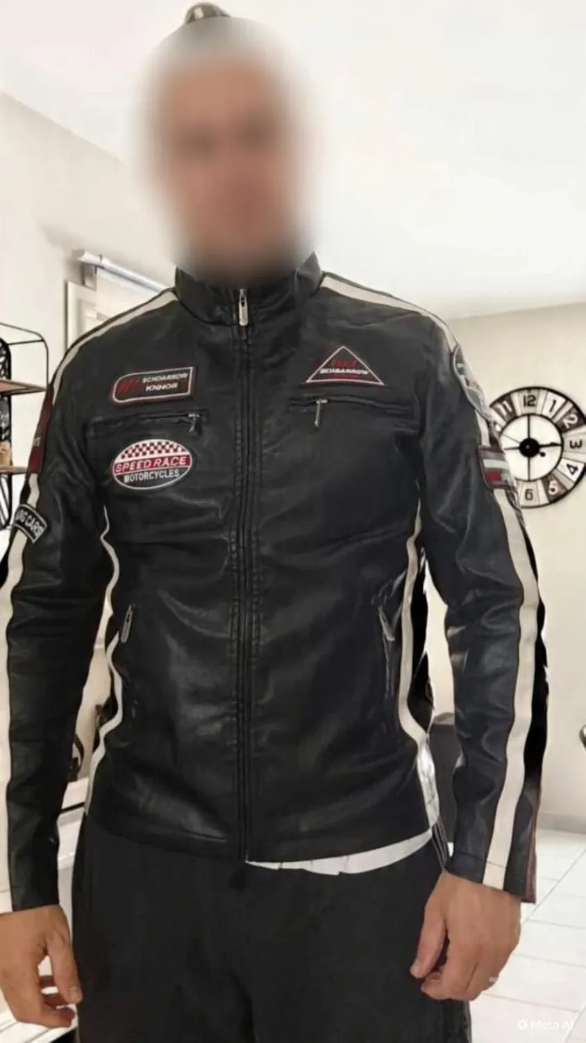 HonunGron Vintage Motorradjacke Herren Schwarz XL Kunstleder