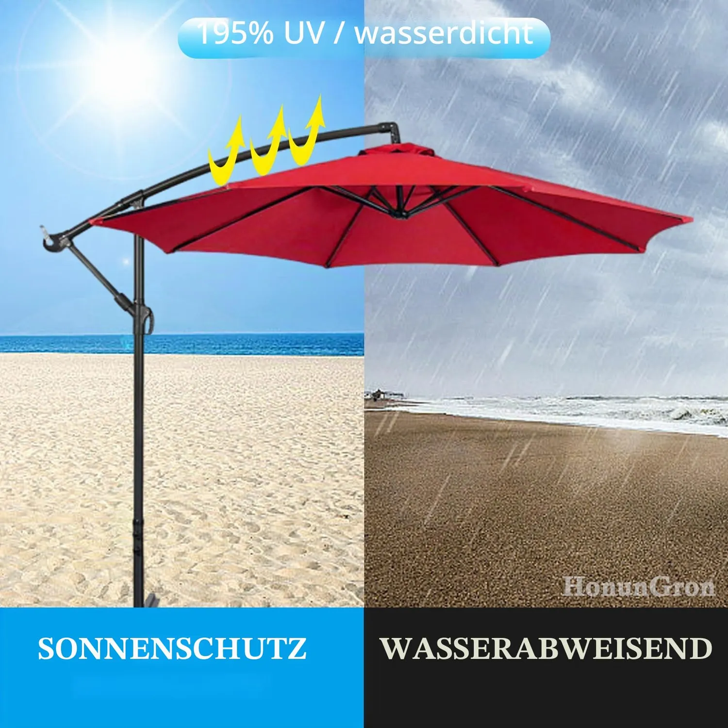 HonunGron Sonnenschirm Ersatzbezug Polyester UV-Schutz