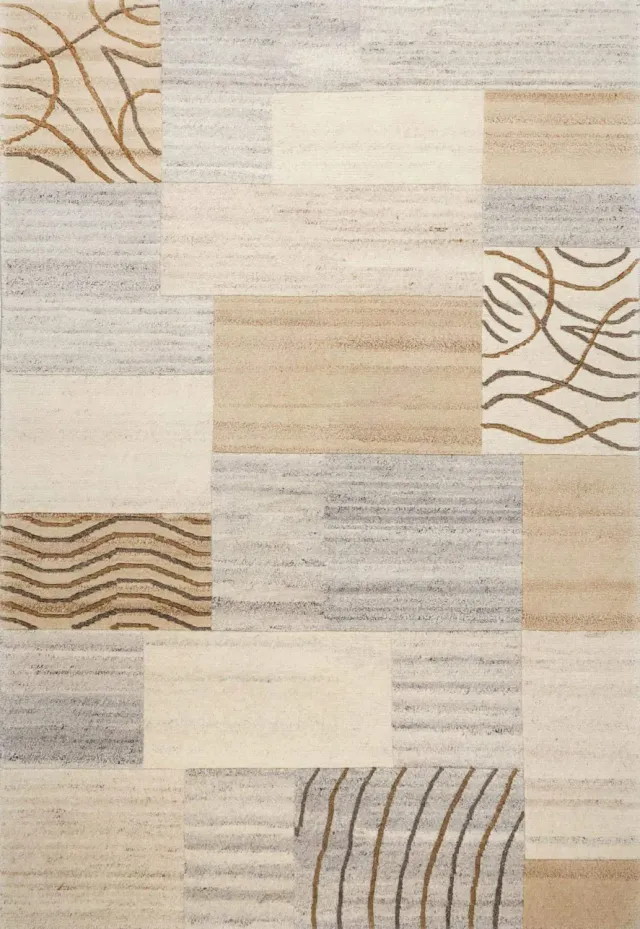 THEKO Royal Natur Teppich 60 x 90 cm Natur Grau Schurwolle