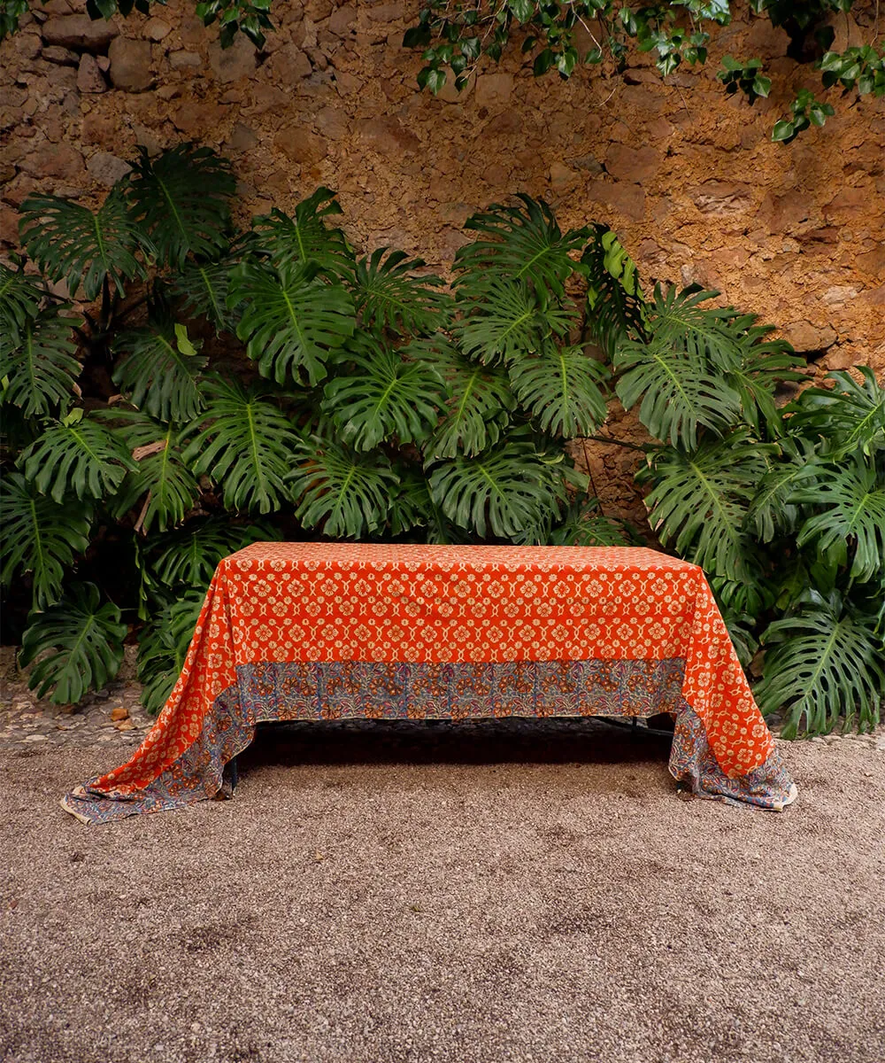 Doing Goods Ulla Double Plaid Decke mit Beutel Orange 240x280