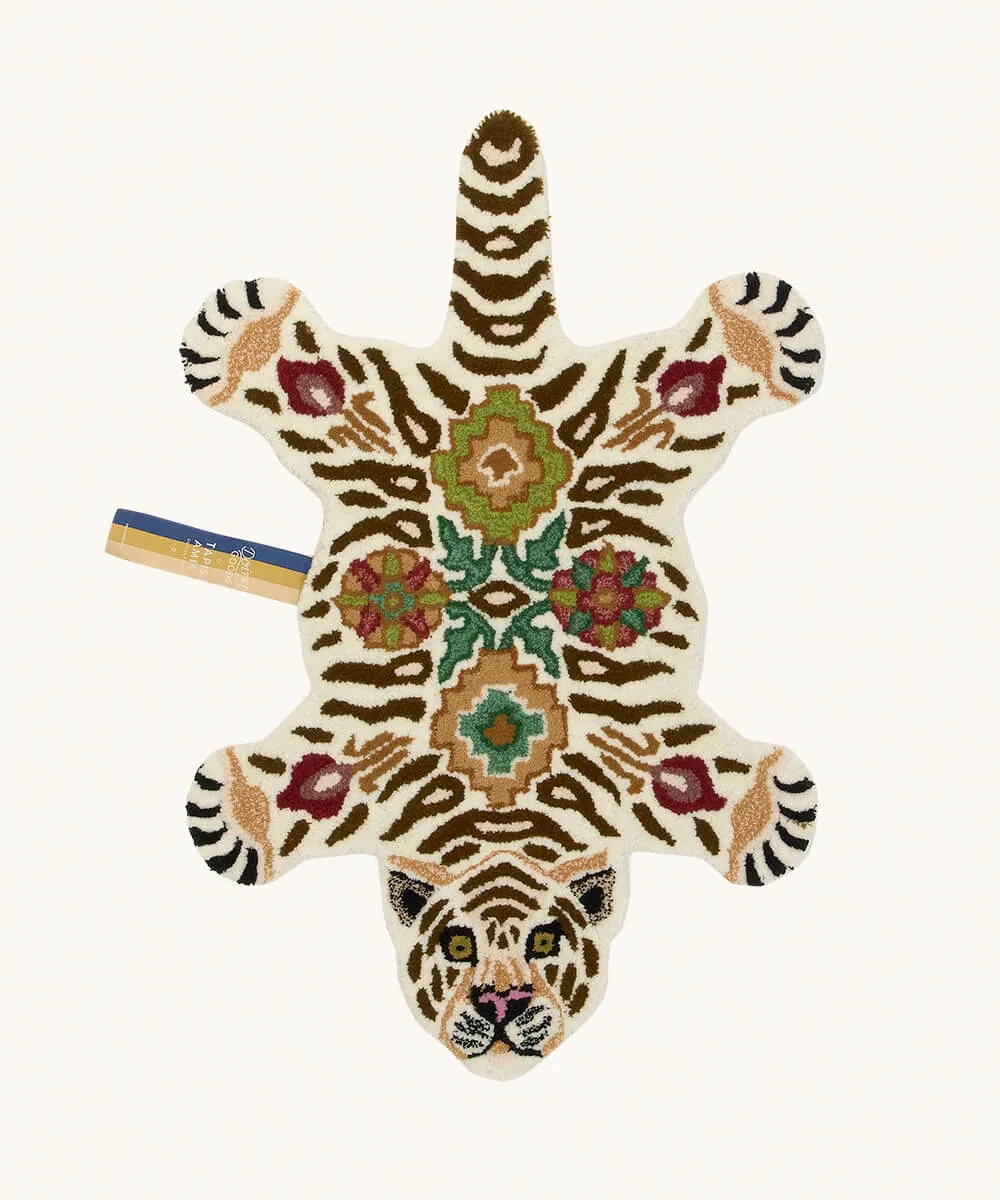 Doing Goods Jill Tiger Wollteppich 90x63 handgefertigt floral