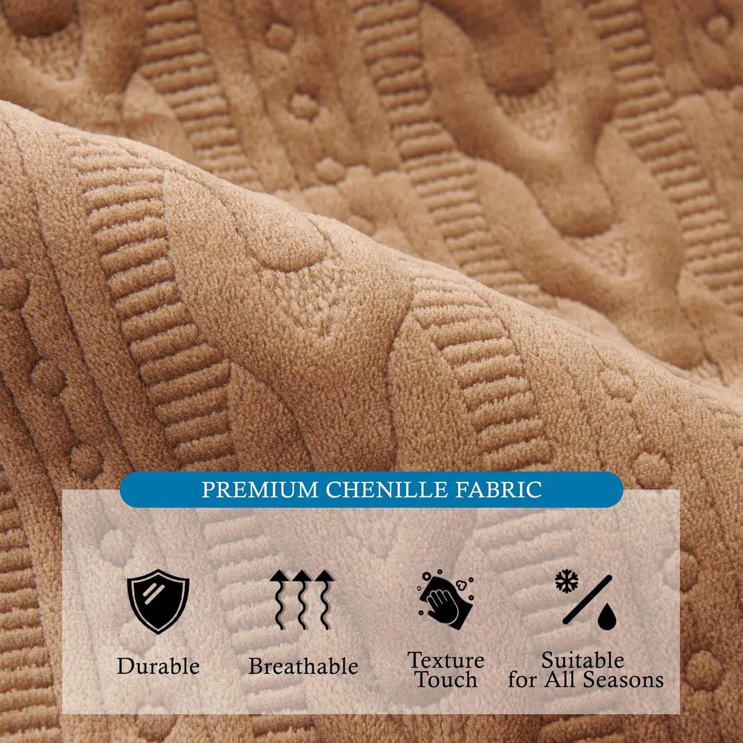 HonunGron Armlehnenschoner Chenille Bezug Kaffee 1-Sitzer 3 Stk