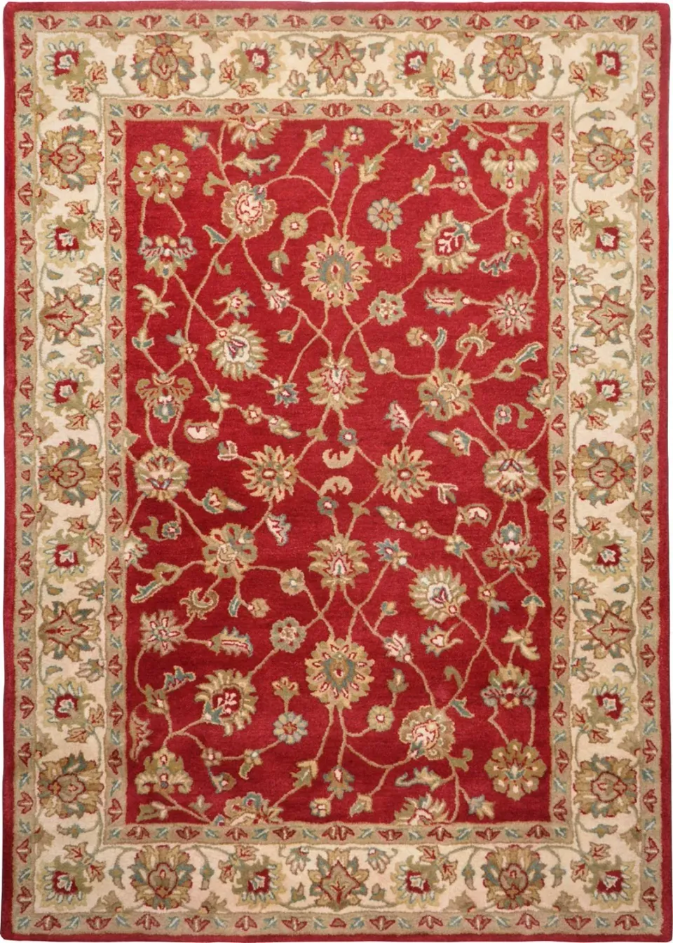 THEKO Royal Ziegler Teppich Rot Cream 70x140 Wolle