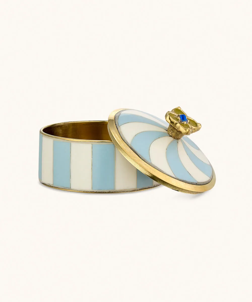 Doing Goods Lou Cirque Schmuckdose Mittel Blau gestreift