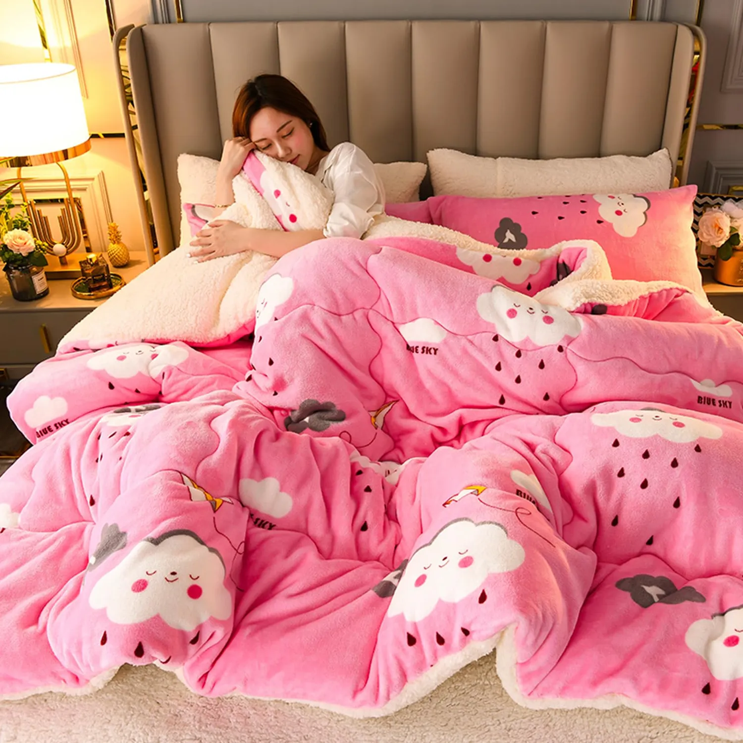 HonunGron Bettdecke Winter 150x200cm 2,5kg Rosa extra warm
