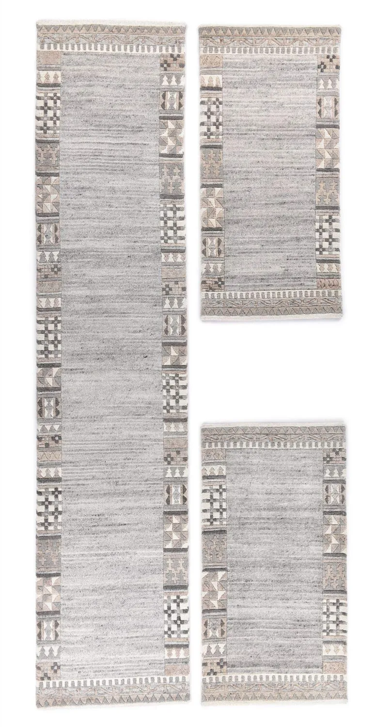 THEKO Nakarta Wollteppich 60x90 cm Natur Grau ungefärbt